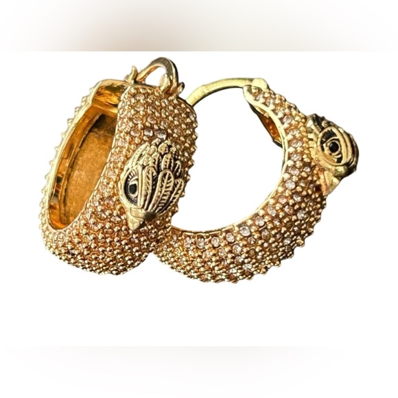 Kurt Geiger London NWT Pavé Gold Eagle Bohemian Hoop Huge Earrings (J128) - Picture 4 of 7